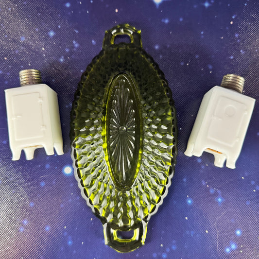 Antique Green Glass Butter Dish and Icebox Salt and Pepper Shakers