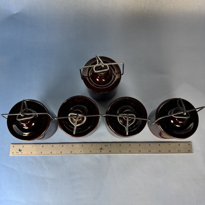 Set of Vintage Lidded Ceramic Crocks. Set of 5