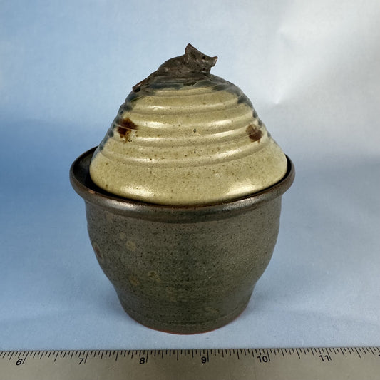Handmade Studio Pottery, Lidded Vessel with Twee Mouse Atop Lid