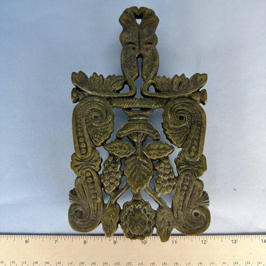 Vintage Virginia Metalcrafters Brass Grape Motif Trivet