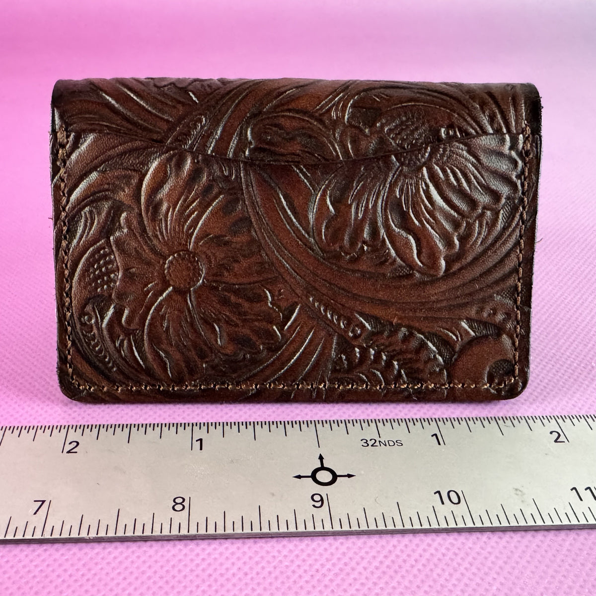 Brown Hand-tooled Leather Wallet