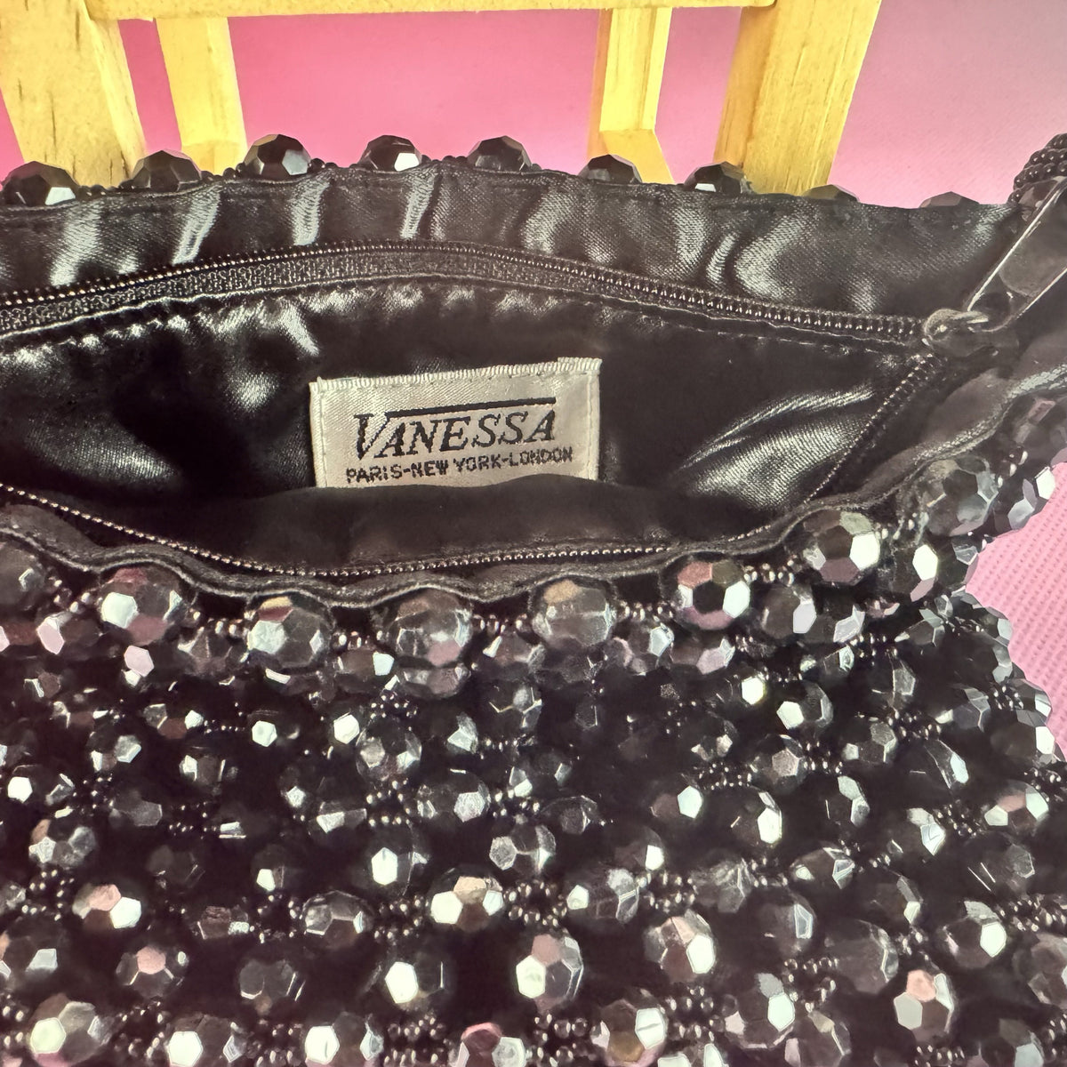 Black Glossy Jet Zippered Clutch Pouch