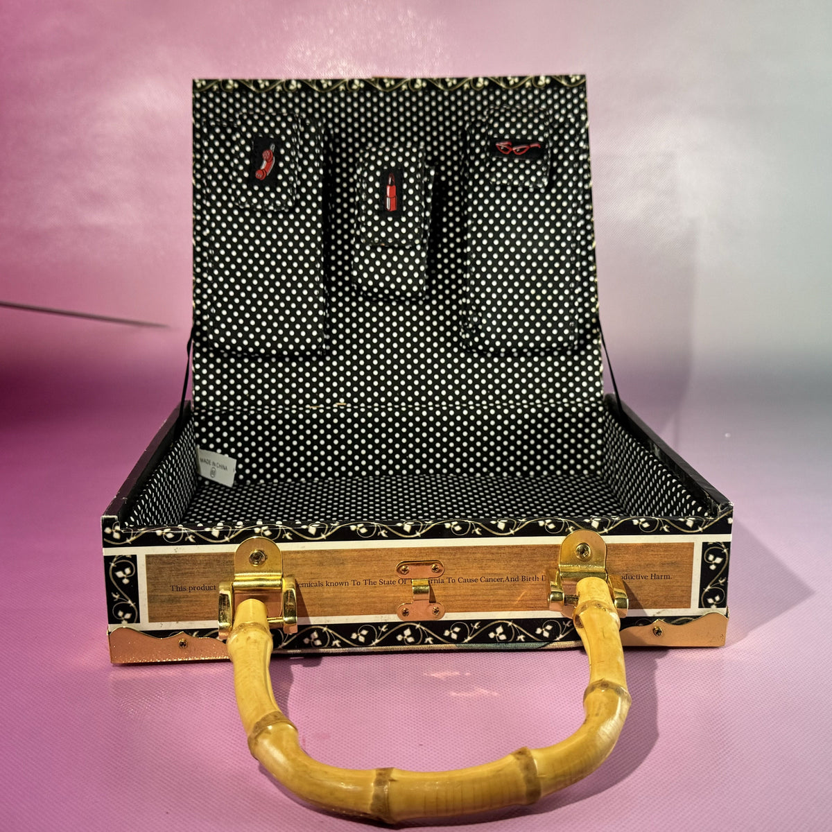 Bamboo-handled, Beaded Cigar Box Purse