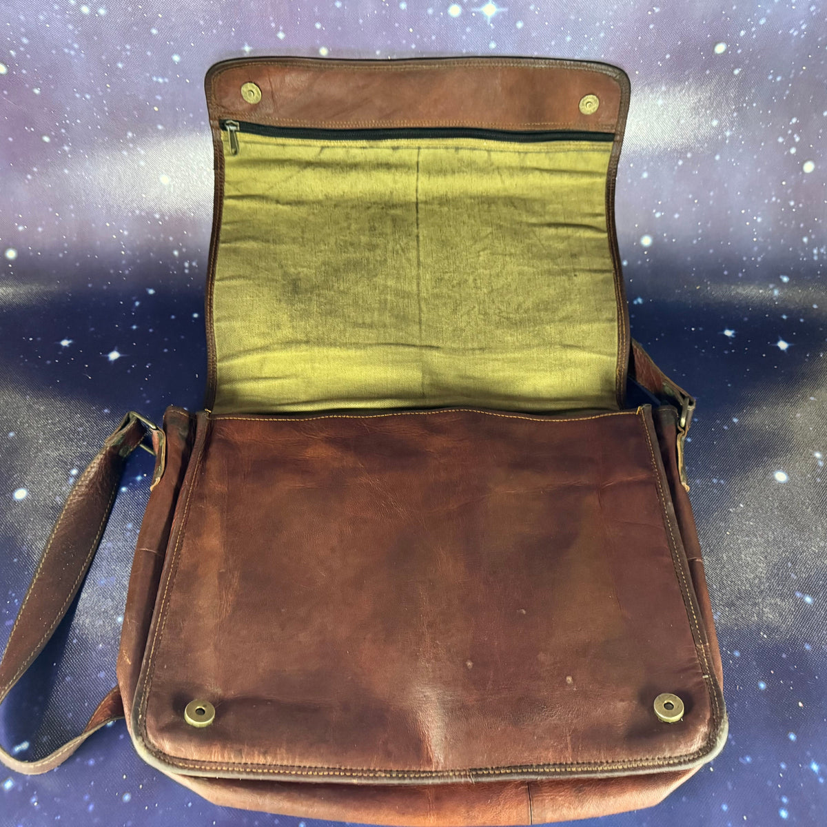 Vintage Mahogany Leather Messenger Bag
