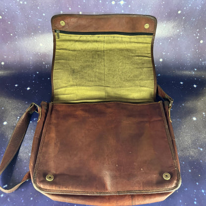 Vintage Mahogany Leather Messenger Bag