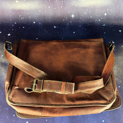 Vintage Mahogany Leather Messenger Bag