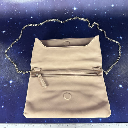 Natural Leather Clutch with Magnetic Clasp and Metallic Chain