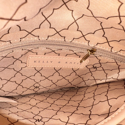 Natural Leather Clutch with Magnetic Clasp and Metallic Chain