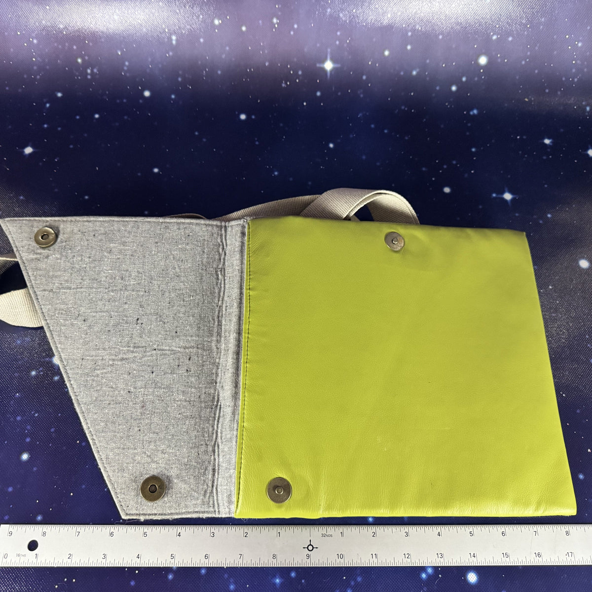 Grey and Chartreuse Green Crossbody Bag