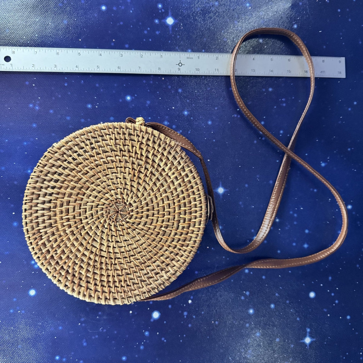 Woven Circular Crossbody Bag