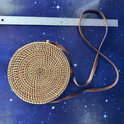 Woven Circular Crossbody Bag