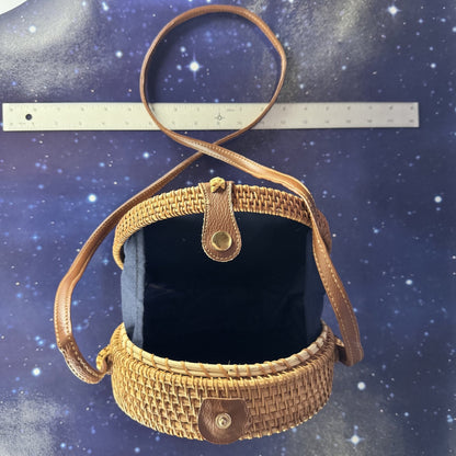 Woven Circular Crossbody Bag