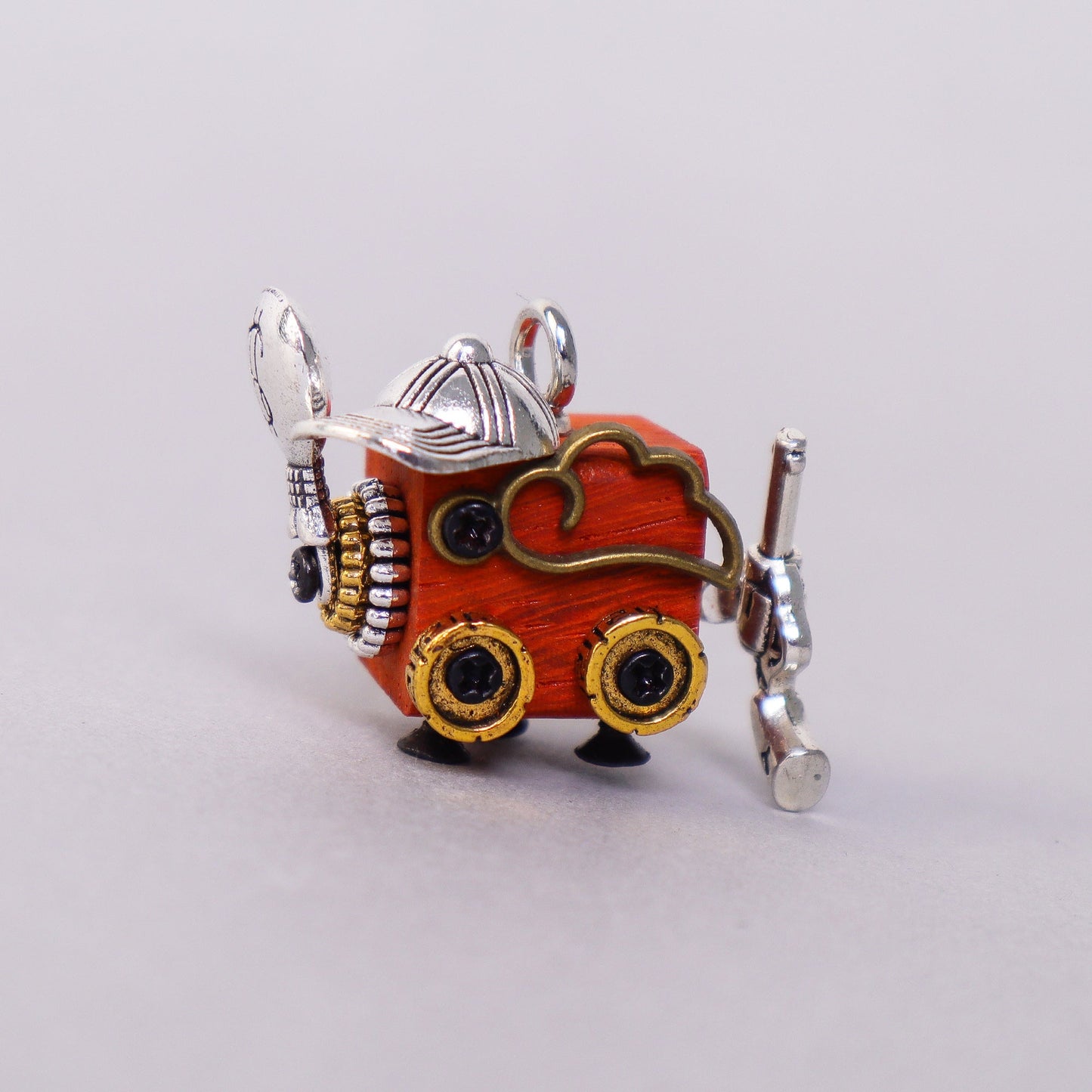Handcrafted Wooden Bot Necklace, Keychain, or Mini Decor