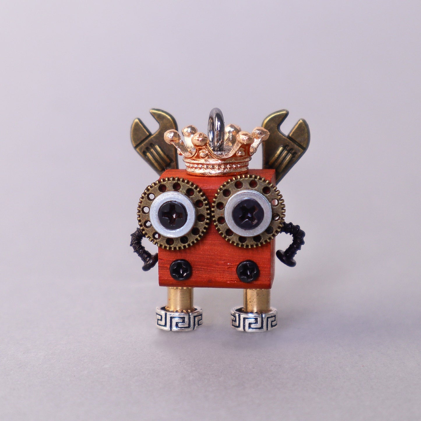 Handcrafted Wooden Bot Necklace, Keychain, or Mini Decor