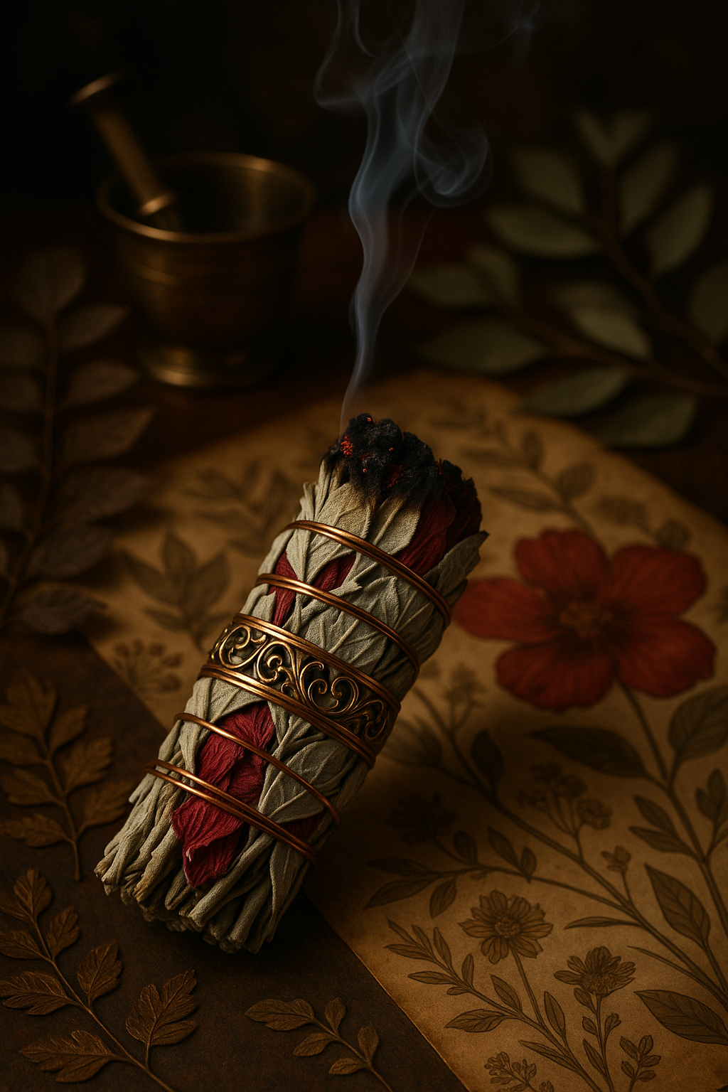 Hibiscus and White Sage Smudging Bundle