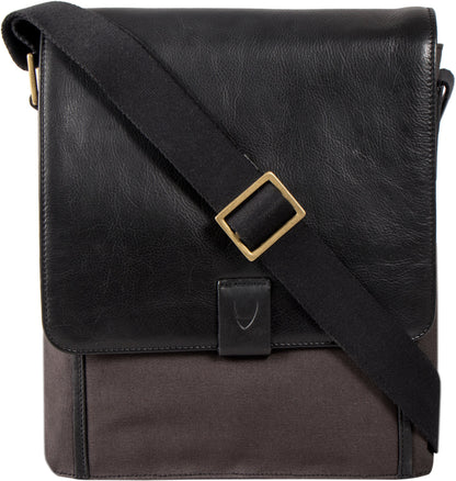 Vegan Leather and Canvas Crossbody Messenger Bag