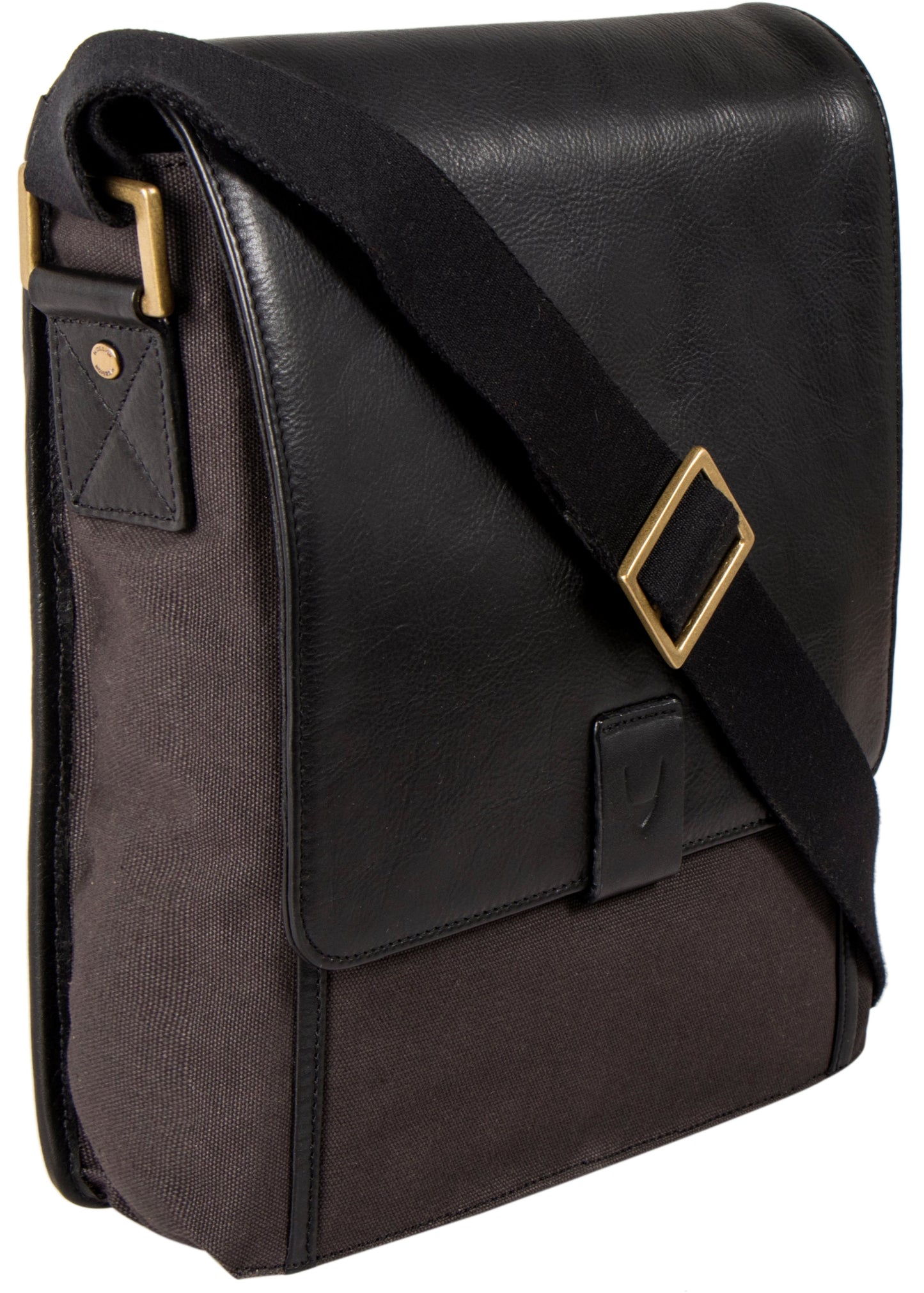 Vegan Leather and Canvas Crossbody Messenger Bag