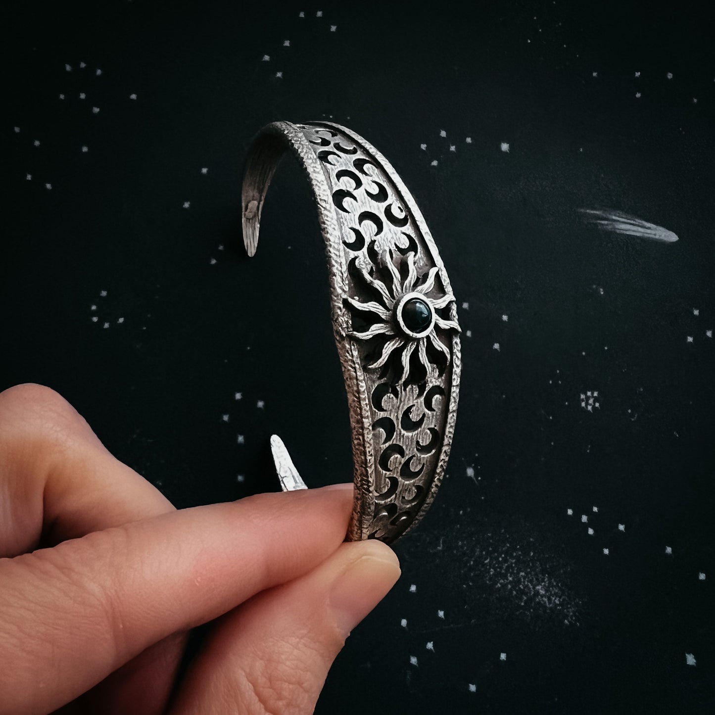 Solar Eclipse Bracelet with Black Opal