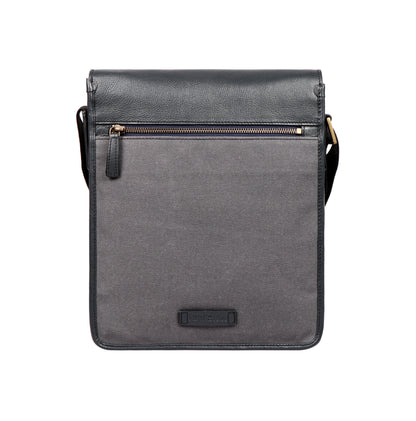 Vegan Leather and Canvas Crossbody Messenger Bag