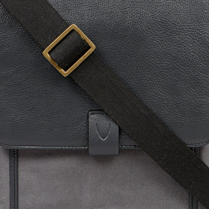 Vegan Leather and Canvas Crossbody Messenger Bag