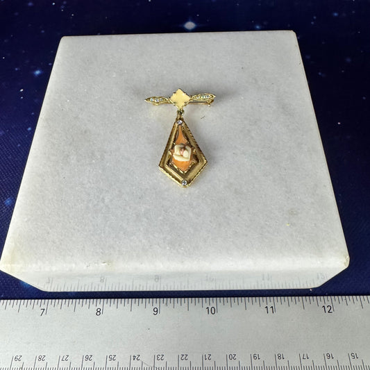 1928 Porcelain Rose Pin with Rose and Accent Stones