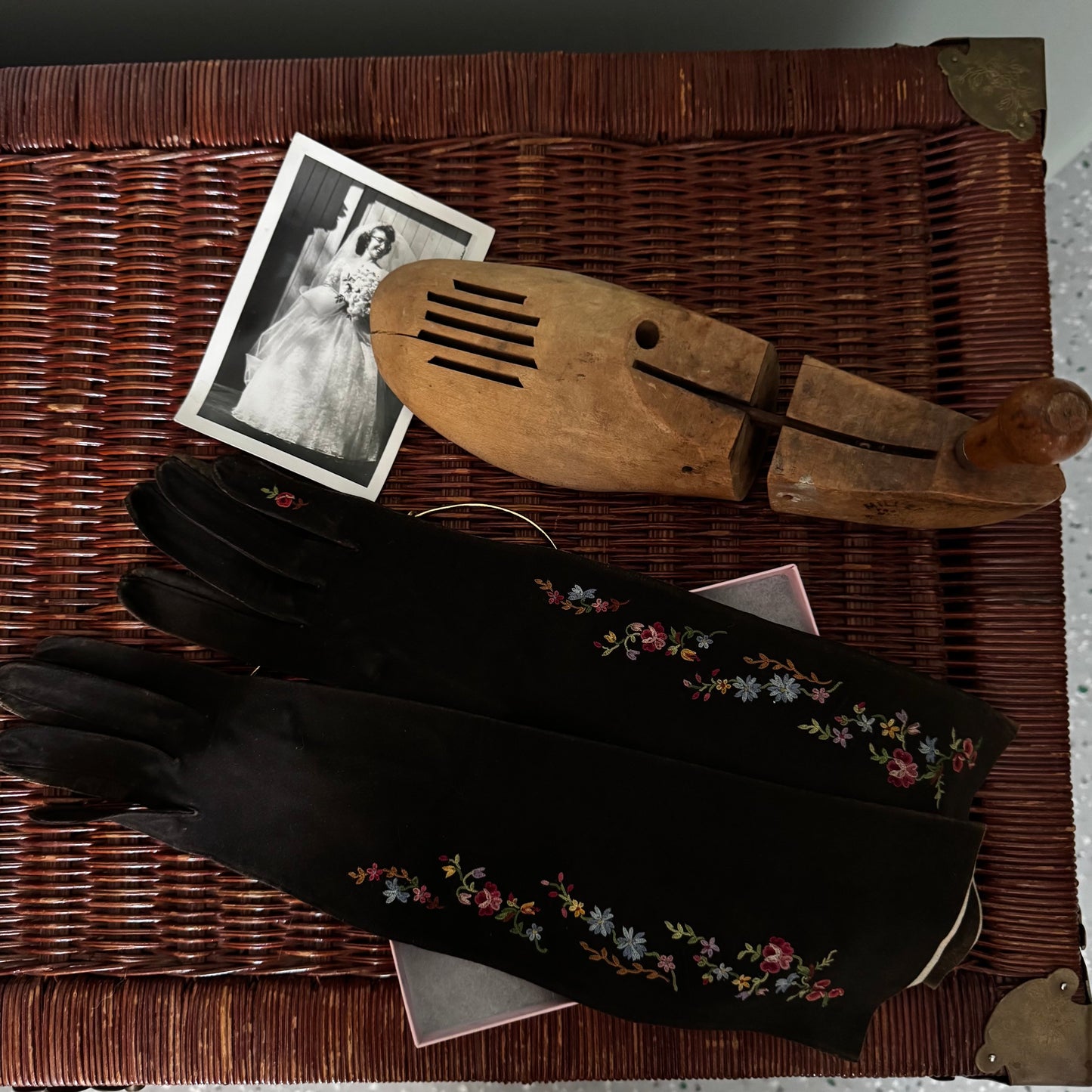 Embroidered Brown Doeskin Gloves