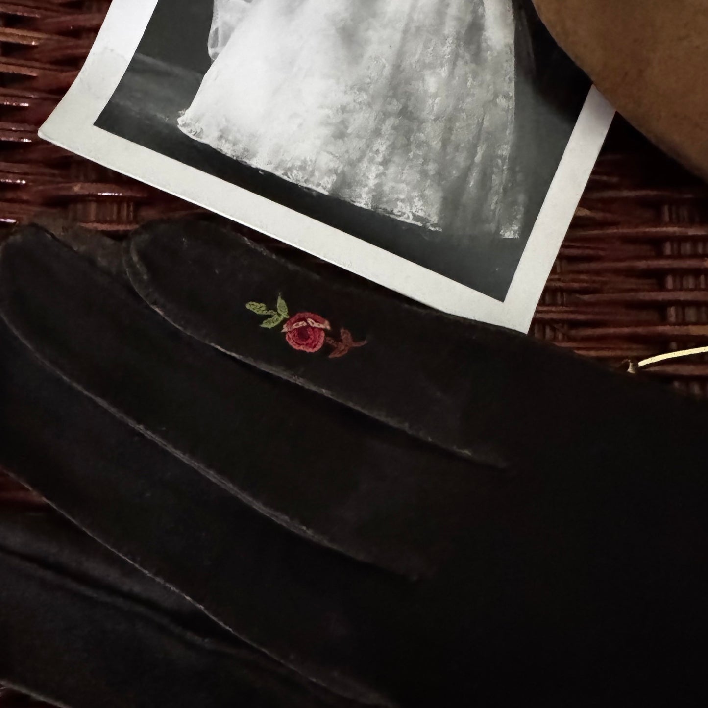 Embroidered Brown Doeskin Gloves