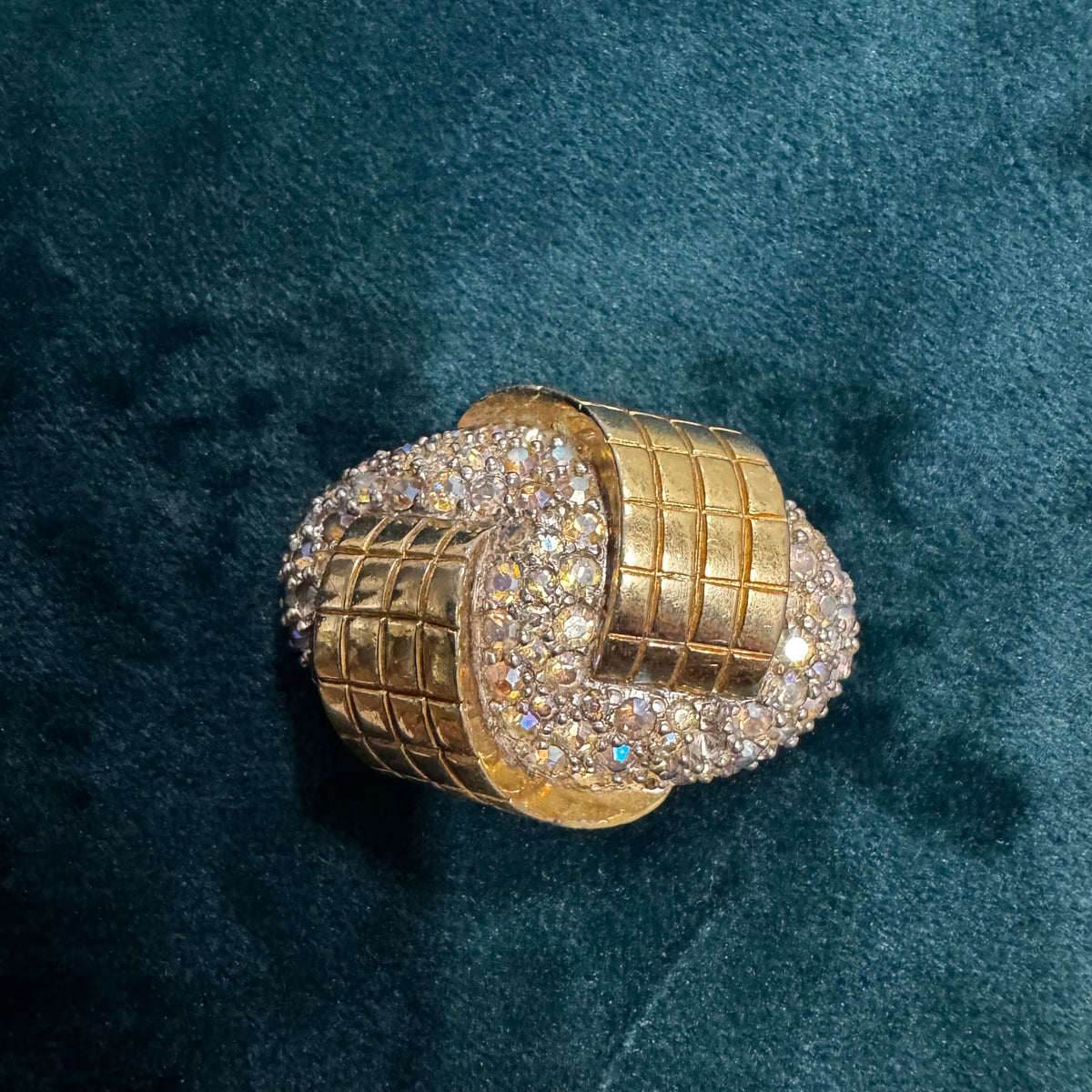 Art Deco Style Gold-filled Brooch with Clear Stones