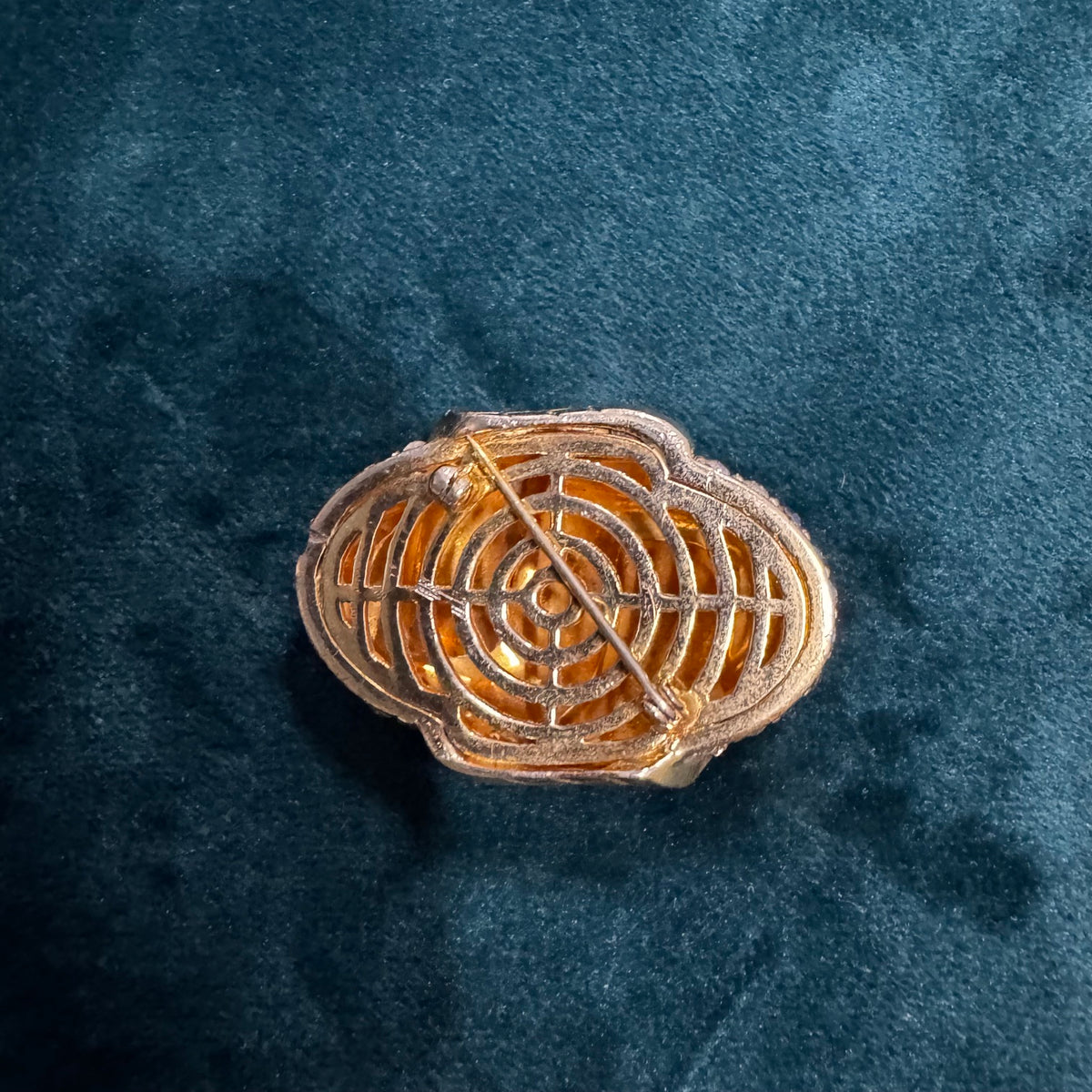 Art Deco Style Gold-filled Brooch with Clear Stones