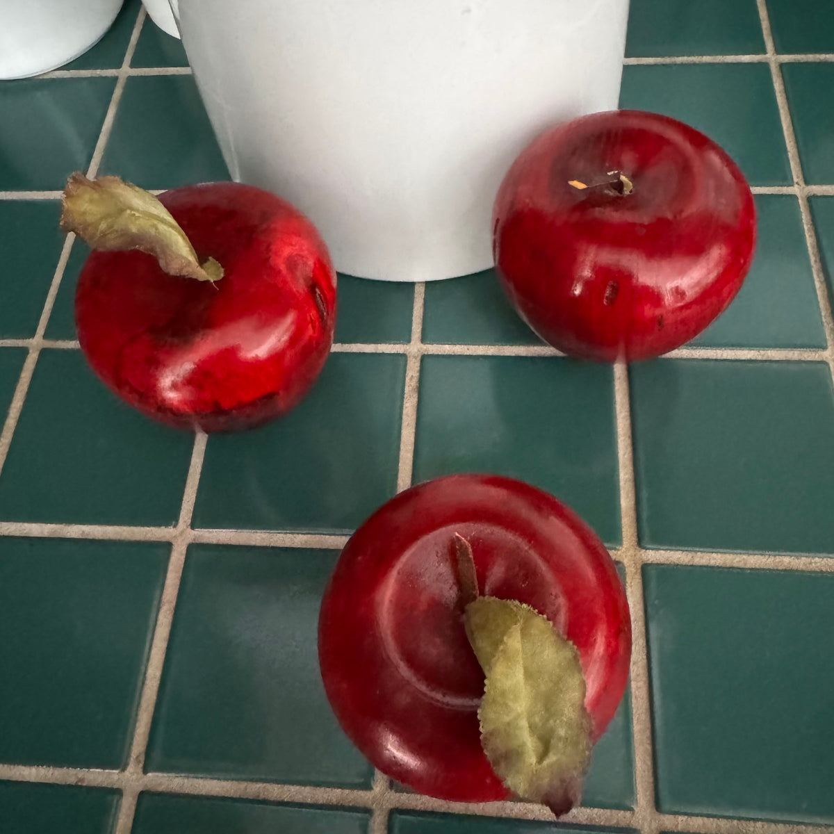Red Wooden Handcarved Apples - Set of Three