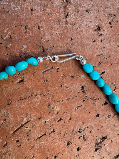 Handcrafted Blue Kingman Turquoise Beaded Necklace