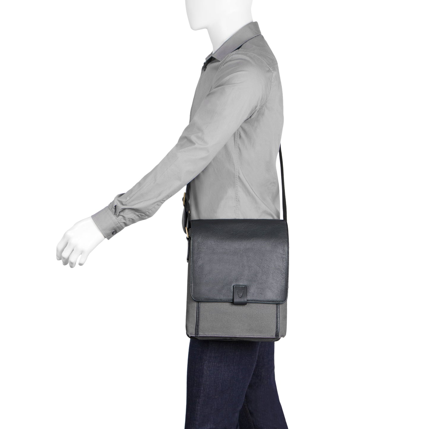 Vegan Leather and Canvas Crossbody Messenger Bag