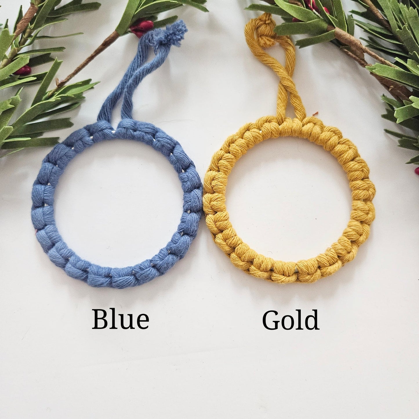 Handmade boho macrame Christmas ornaments