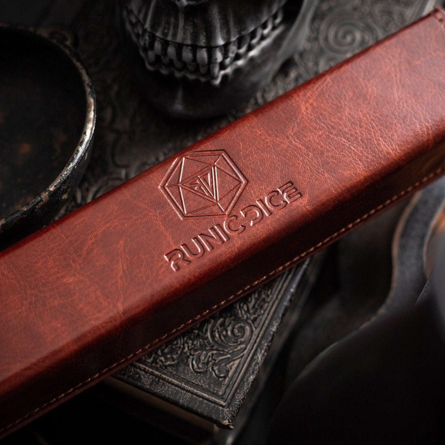 Handmade Resin Dice Set - Red And Gold Glitter Liquid Core