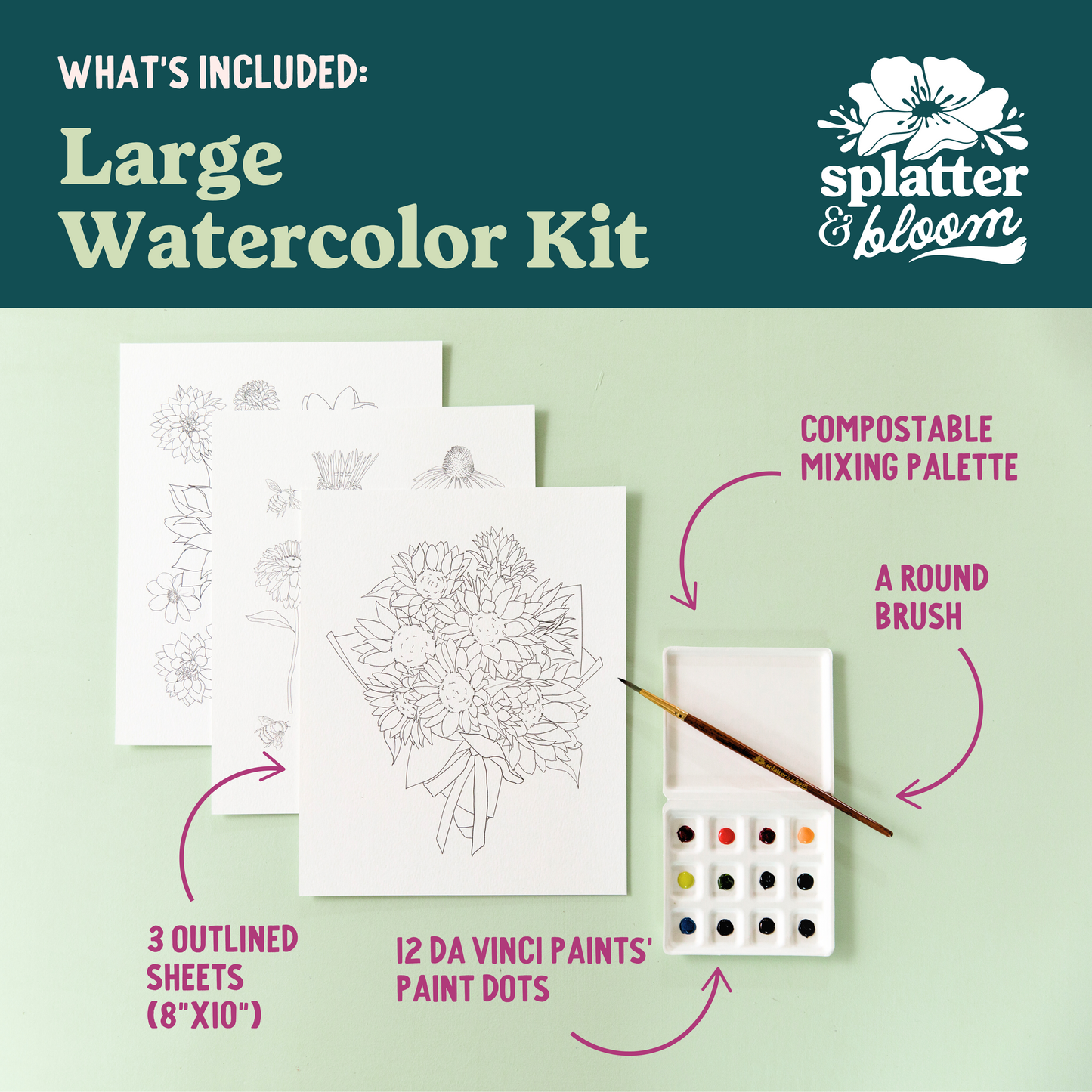 Garden Veggies Watercolor Painting Kit - (Large)