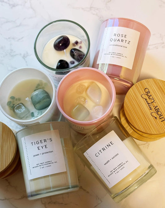 Hand-Poured Soy Energy Crystal Candles