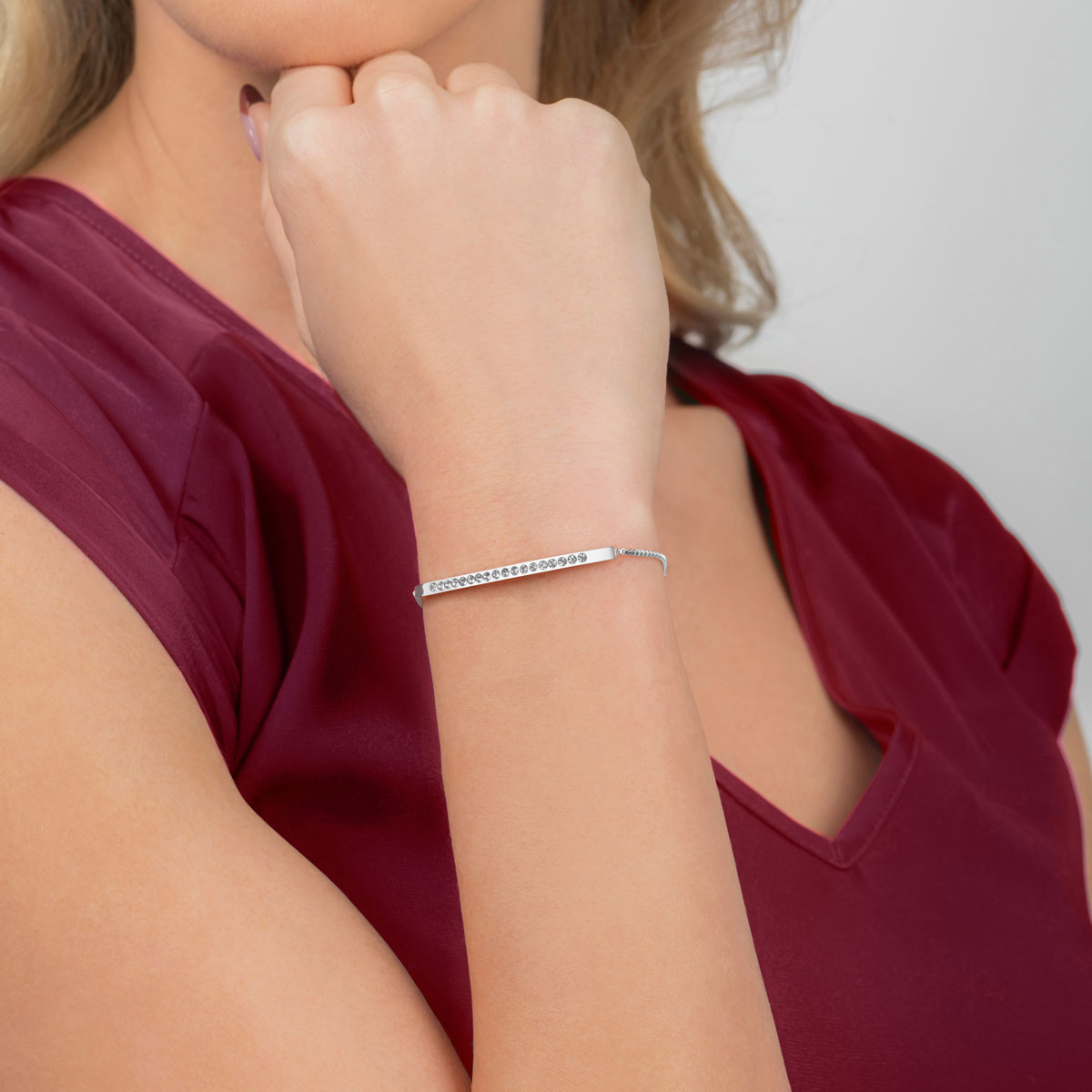 Stainless Steel Gem Bar Bracelet