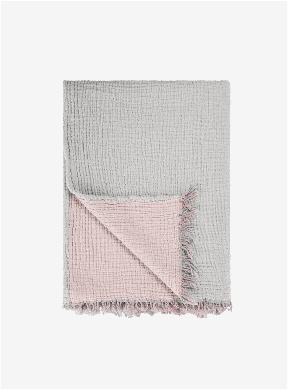 Cozy Pink and Gray Throw Blanket