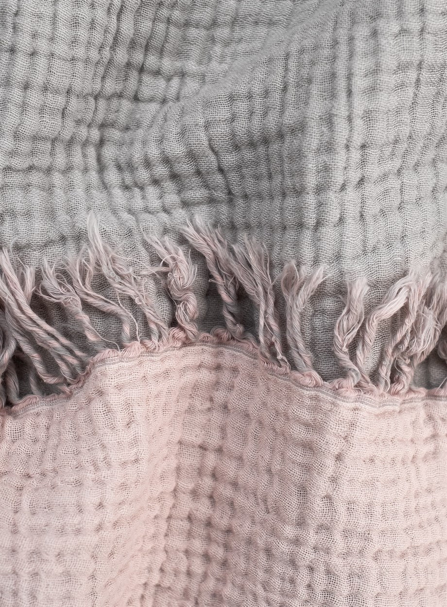 Cozy Pink and Gray Throw Blanket