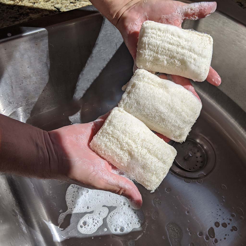 Natural Loofah Dish Scrub Sponges (Set of 3)