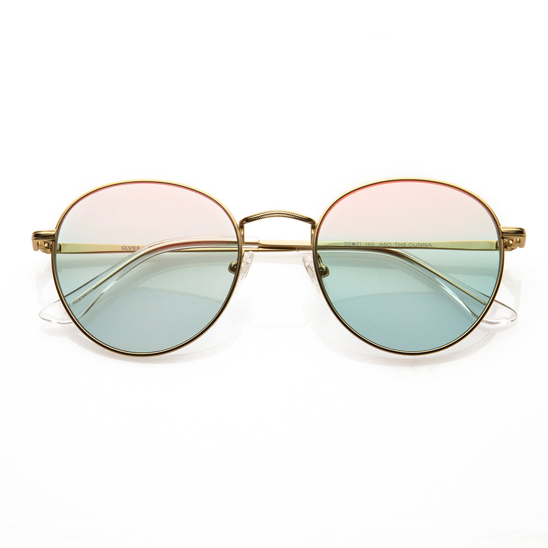 Gold-tone Metal Frame Sunglasses with Lightly Tinted Lenses