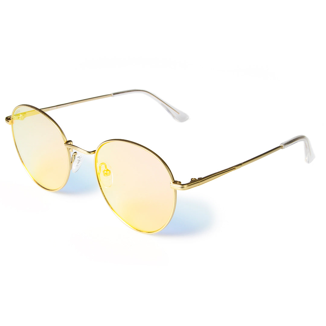 Gold-tone Metal Frame Sunglasses with Lightly Tinted Lenses