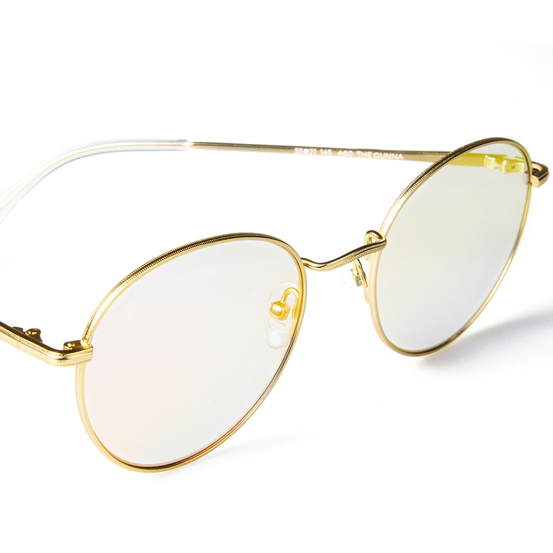 Gold-tone Metal Frame Sunglasses with Lightly Tinted Lenses