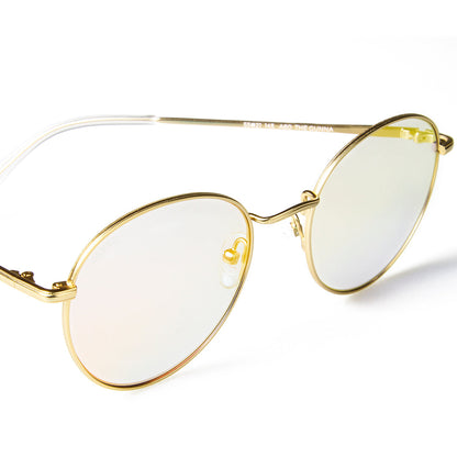 Gold-tone Metal Frame Sunglasses with Lightly Tinted Lenses