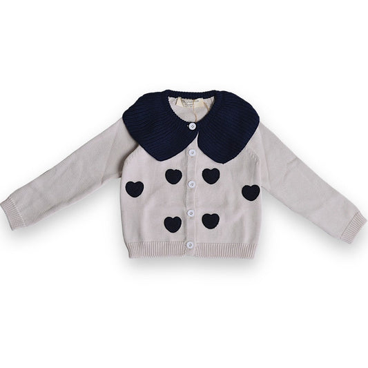 Navy Heart Cardigan - 100% Organic Cotton