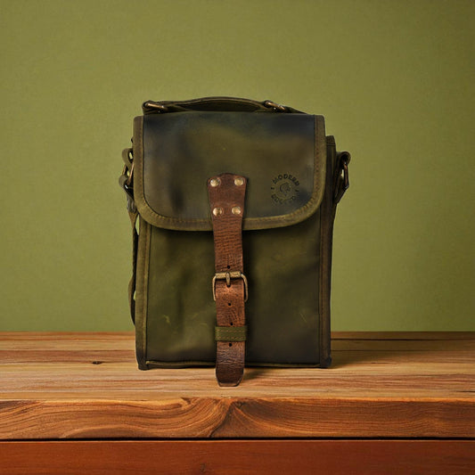 Olive Leather Satchel Crossbody Bag