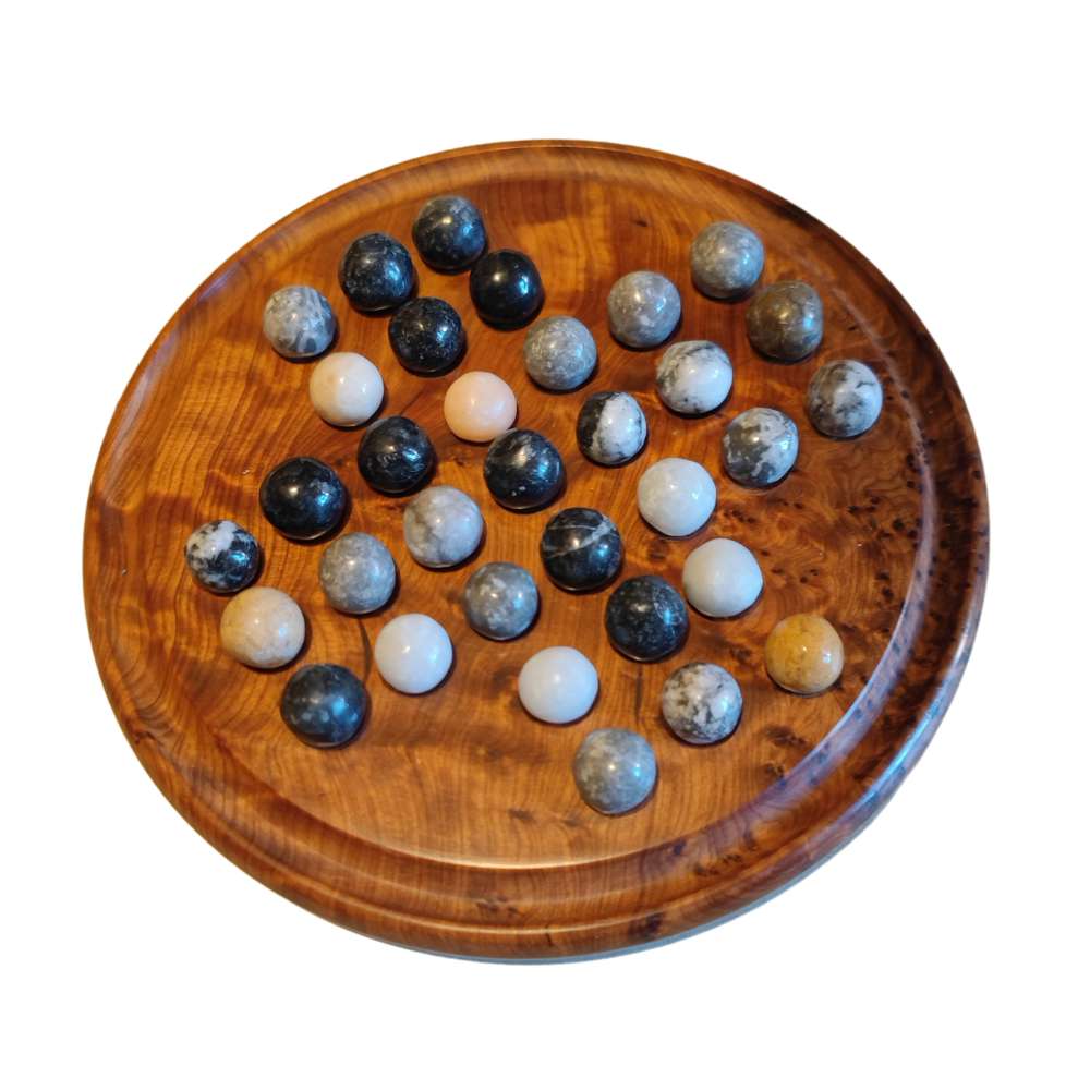 Wooden Solitaire Marble Game Set